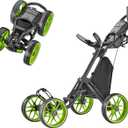 CaddyTek 4 Wheel Golf Push Cart - Caddycruiser One Version 8 1-Click Folding Trolley - Lightweight, Compact Pull Caddy Cart, Easy to Open
