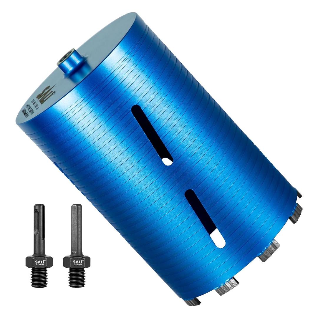 SALI Diamond Core Drill Bits 6 1/2" Diameter 10"/254mm Drilling Depth 5/8-11" Thread Core Bit Turbo Laser-Welded Segments for Cured Concrete with, Brick, Block, Masonry, with Two Adapters