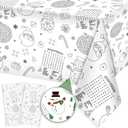 2 Pack Christmas Activity Paper Tablecloth - Santa Claus Snowman Gnome Color-in Disposable Tablecover for Kids Winter Holiday Birthday Party Decoration 54X108 Inch