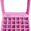 Velvet Jewelry Box 24 Grid Jewelry Earrings Display Organiser Box Ring Tray Holder Earrings Storage Case for Girls Wife Mom Women (Light Pink)