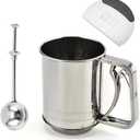 Stainless Steel Flour Sifter for Baking, 3-Cup Capacity Stainless Steel Flour Sifter and 403 Stainless Steel Double Layers Sieve