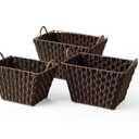 Baum Set Of Three Rectangular Faux Wicker Storage Bins In Combo Weave