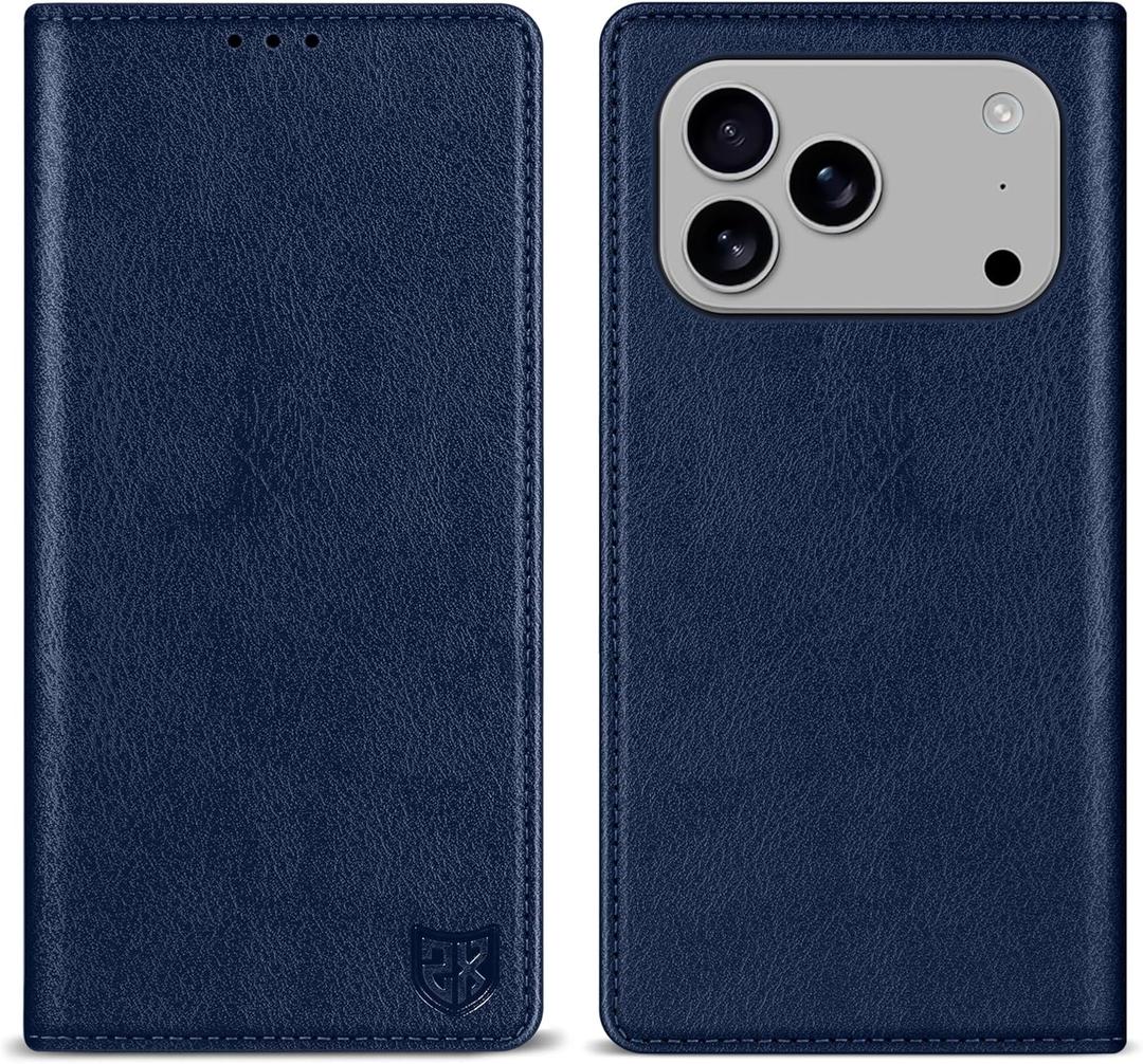 ZZXX for iPhone 17 Pro Max Wallet Case with [RFID Blocking] Card Slot Stand Strong Magnetic Leather Flip Fold Protective Phone Case for iPhone 17 Pro Max Case Wallet(Blue-6.9 inch)