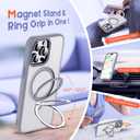 Designed for iPhone 15 Pro Max Case with Magnetic Ring Stand [Compatible with Mag-Safe] [Military Drop Protection] Shockproof Translucent Phone Cover 6.7" for Women Men,Grey (Gray)