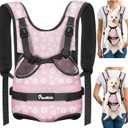 Pawaboo Pet Dog Front Carrier Backpacks, Legs Out Pet Carrier Backpack, Adjustable Easy-fit Dog Chest Carriers for Small Medium Dogs Hands Free for Travel Hiking Cycling Camping, L, Pink Daisy