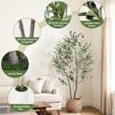 Artificial Olive Tree 5FT, Faux Olive Tree with Natural Trunk & Realistic Leaves & Fruits, Fake Olive Tree with White Planter, Artificial Plant for Home Decor & Housewarming Gift, 1 Pack