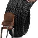 CHAOREN Mens Belt - Braided Stretch Golf Belt for Men 1 3/8"- Gift for Golf Pants Casual Shorts Jeans (Black)