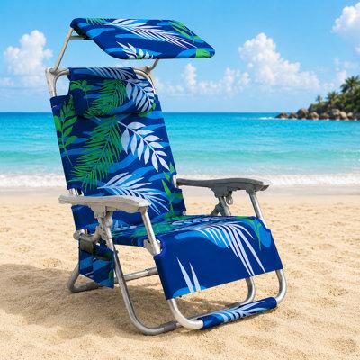 Suteck Zero Gravity Beach Chair with Canopy, Backpack Beach Chairs for Adults, Lightweight Adjustable Reclining Beach Chair with Shade, Folding Lay Flat Chair for Beach Poolside Outdoor