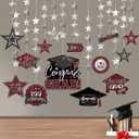 Yisong 14 Pcs Graduation Garland Class of 2025 Graduation Decoration Diploma Hat Star Congrats Garland Banner Congrats Grad Streamers Backdrop for Graduation Party Supplies College Grad Decor(Maroon)