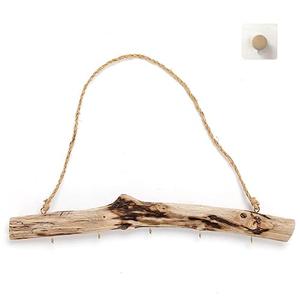 HLQHXWHZT Driftwood for Crafts Natural Driftwood Decorative Branches Home Wall Hanging Decor Jewelry Organizers with 5 Hooks (15 Inch)