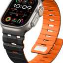 Odbeai Magnetic Band Compatible with Apple Watch Ultra Band for Men 49mm 45mm 46mm 44mm 42mm, Soft Silicone Strong Magnet Sport Outdoors Strap for iWatch Series 11 10 9-1 Ultra SE 3 2 1, Black/Orange