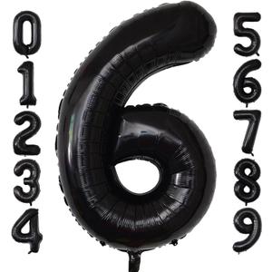 Number Balloons Black Party Balloon - Giant Number 6 Balloon, 40 Inch Large Balloon for Birthday Decorations, Black Party Supplies for Men Women