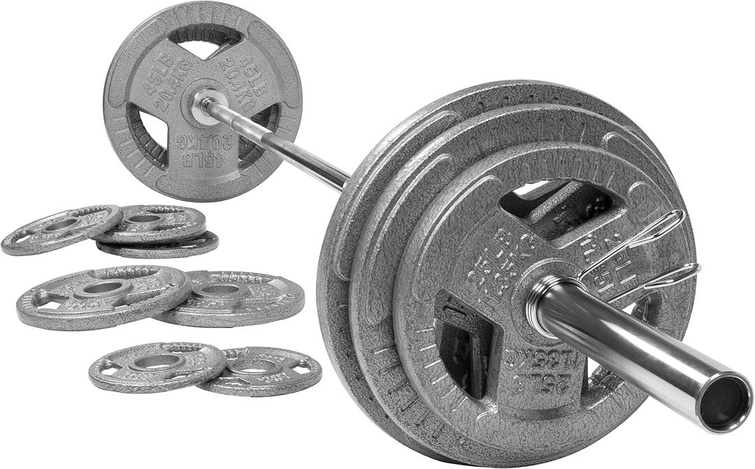 BalanceFrom Cast Iron Olympic Weight Including 7FT Olympic Barbell, 300-Pound Set, Multiple Packages