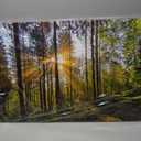 Sunrise Forest Canvas Wall Art Nature Mountain Pictures Wall Decor Sunset Green Tree Landscape Painting Prints Photo Modern Woods Scenery Poster Artwork for Living Room Bedroom Home Decoration 24x36 (36L" x 24W")