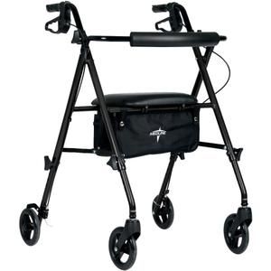Medline Superlight Aluminum Rollator, Black - Ultra-Lightweight, Foldable & Durable Mobility Walker