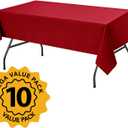 10-Pack Red Tablecloths for Rectangle Tables, 60 x 102 Inches, Stain-Resistant Polyester Fabric for 6 Foot Tables - Washable Table Covers for Weddings, Banquets, Birthday Parties, Events