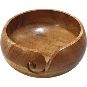 VANIYA CRAFTS Handmade Acacia Wood Yarn Bowl  Large Knitting & Crochet Holder for Tangle-Free Crafting  6.5 x 3 (Natural Finish)  Gift for Knitters & Crocheters