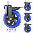 5 Inch Caster Wheels Heavy Duty Stem Caster 2200Lbs, Threaded Stem Casters 1/2"-13 x 1(Stem Diameter 1/2", Stem Length 1"), Swviel Locking Caster Set of 4, Industrial Castor Wheels for Cart,Furniture