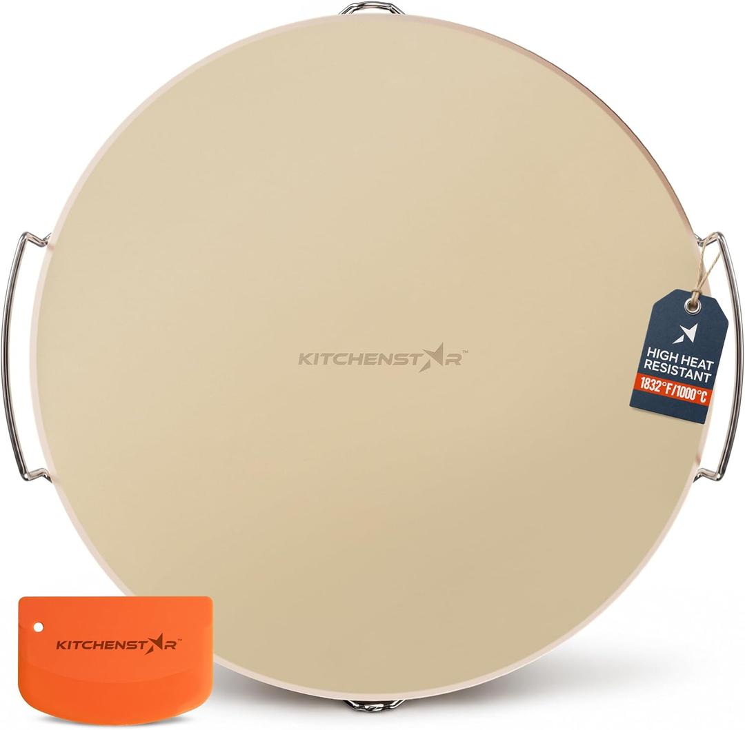 16-Inch Pizza Stone for Oven and Grill, Baking Stone for Bread, Round