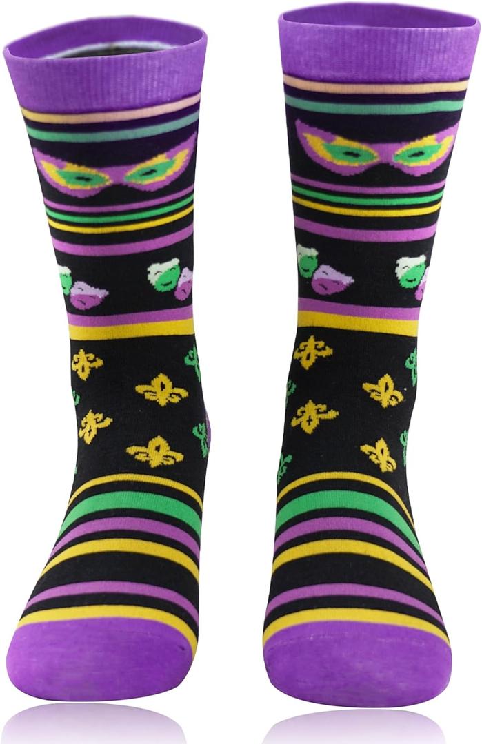 St. Patrick's Day Socks Unisex, White Green Irish Shamrock Socks for Women St Patricks Day Gifts (Black Purple)