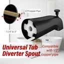 Bathtub Faucet,Tub Spout with Pull Down Diverter,Bath Tub Faucet,Matte Black Tub Spout,Compatible with Bathroom/Bathtub Faucet,Fits 1/2" Copper Water Tube(5/8 inch Dia),with 5/32" Hex Wrench