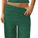 Tankaneo Womens Striped 2 Piece Sets Summer Strapless Crop Tube Tops Wide Leg Pants Matching Lounge Set Vacation Outfits, Small