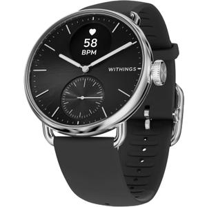 WITHINGS ScanWatch 2 - Hybrid Smart Watch, Heart Rate Monitoring, Fitness Tracker, Cycle Tracker, Sleep Monitoring, GPS Tracker, 30-Day Battery Life, Android & Apple Compatible, HSA/FSA (Black)