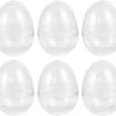 TENDYCOCO Clear Fillable Ornaments Plastic Egg Easter Ornaments Balls Candy Boxes DIY Wedding Decorations Party Decor Transparent 6Pcs (7*9CM)