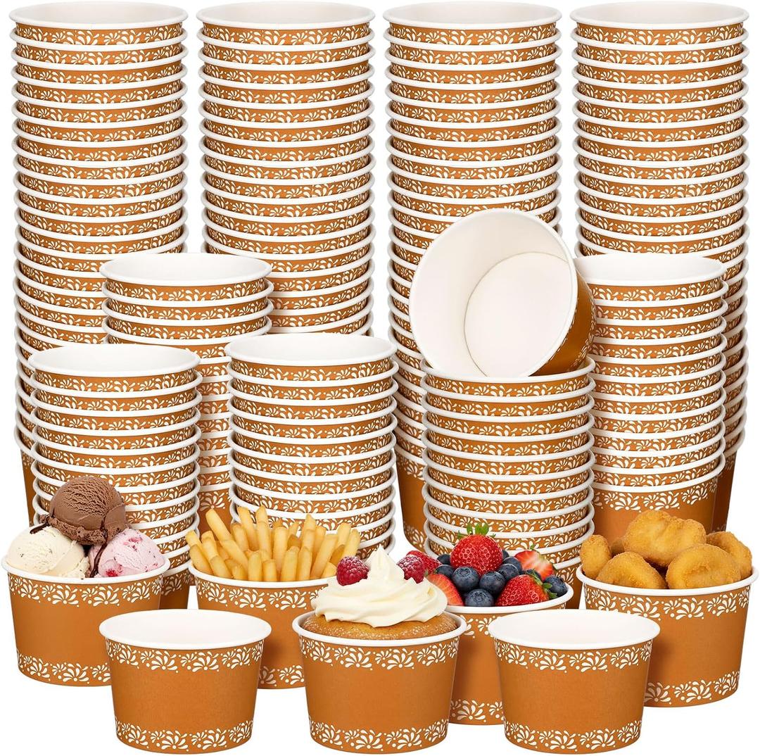 200 Pcs 8 oz Mexican Paper Bowls Cups Cielito Lindo Party Decoration De Barro Fiesta Bowls Fiesta Flower Terracotta Paper Snack Cups for Taco Party Birthday Dessert(White Flower)