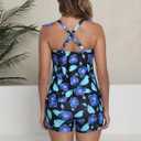 Halcurt Women's 2 Piece Swimsuits Tankini Sets with Shorts Pocket (XL)
