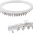 9.8 ft Ceiling Mounted Curtain Track Kit, Flexible Room Divider Rail for RV, Bathroom and Hospital (White)