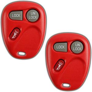 2X KeylessOption Key Fob Replacement for 1998 1999 2000 2001 2002 Chevrolet Chevy Silverado Suburban Tahoe GMC Sierra Yukon Oldsmobile Remote, 3-Button 15732803, Programming Guide Included (Red)