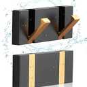 2 Pack，Waterproof Black Gold Wall Hooks，Foldable Towel Hooks for Bathrooms，Coat Hooks Wall Mounted，Free Perforated，Modern Coat Hooks，Bathroom Towel Hooks，Towel Door Hooks，Also for Balcony，Kitchen.