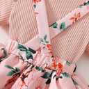 Baby Girl Clothes Cute Summer Outfits Short Sleeve Romper Adjustable Floral Overall Dress Headband 3PCS (Pink, M)