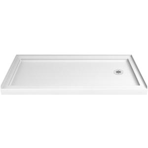 DreamLine SlimLine 36 in. D x 60 in. W x 2 3/4 in. H Right Drain Single Threshold Shower Base in White, DLT-1136602
