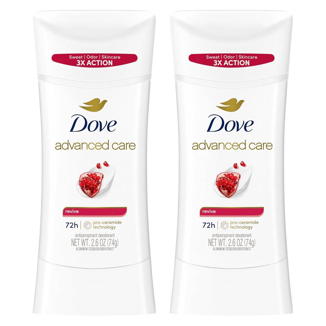Dove Advanced Care Antiperspirant Deodorant for Women Twin Pack Revive 72 hour sweat and odor protection 2.6 oz