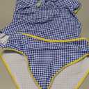 MODLILY Contrast Binding Tankini Swimsuits for Women, Two Piece Cute Bathing Suits, Bowknot Top with Mid Rise Briefs, L