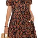 Summer Dresses for Women Casual Tshirt Short Sleeve Floral Sundress Beach Cover Ups with Pockets 2026,Medium