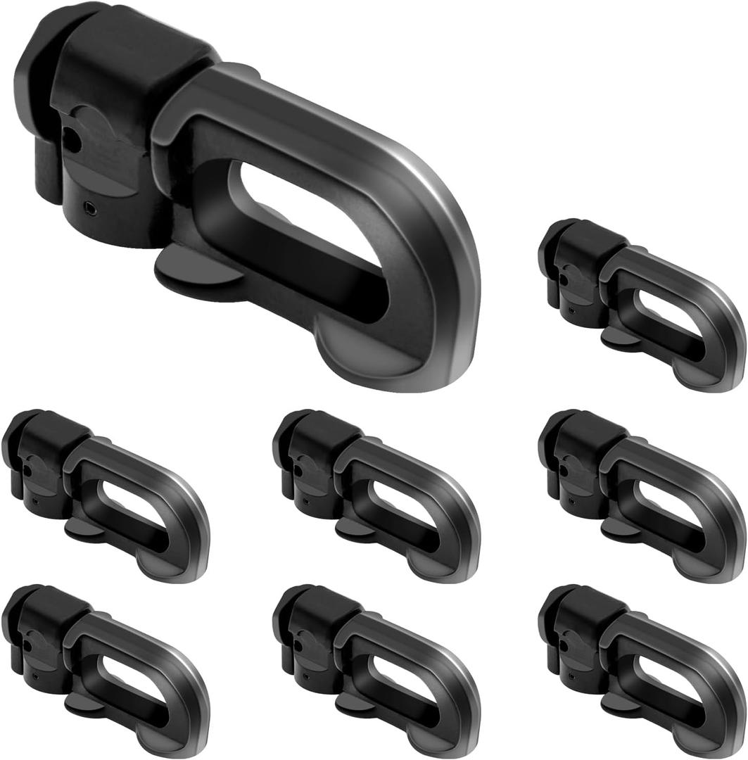 8Pack L Track Double Stud Fitting Black, L Track Tie Down, L-Track Accessories for Truck Bed,Trailer Cargo Control,Pickup, RV, ATV Breaking Load 5500Lbs (8D)