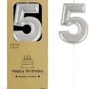 BEAN LIEVE Silver Birthday Candles Number 5, Silver Number Candles, Cake Number Candles for Birthday Parties and Wedding Anniversary Celebrations