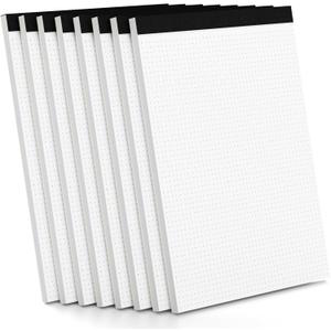 Dot Grid Journal Notepad 8.5 x 11, 8 Pack, Dotted Grid Paper Note Pads 8.5" x 11", White Dotted Journal 8-1/2 x 11, 30 Sheets, 1/5" Dot Spacing Paper Writing Pads for Sketching, Drawing, 30 Sheets/Pad