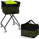 STORAGE MANIAC Foldable Tennis Ball Hopper Pickleball Bag Holds 150 Pickleballs or 180 Tennis Balls Collector Pickleball Retriever Pick Up Ball Basket Ball Caddy with Wheels Portable Training Cart