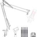 InnoGear Boom Arm Microphone Mic Stand for Blue Yeti HyperX QuadCast SoloCast Snowball Fifine Shure SM7B and other Mic, Medium, White