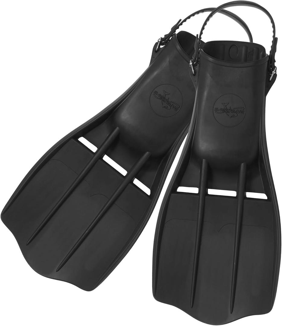 Marine Military Rubber Diving Fins - Adjustable Heel Straps - Scuba Fins, Snorkel Fins, Scuba and Snorkeling Gear for Adults (X-Large)
