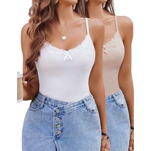 Avidlove Womens Camisoles 2-Pack Tank Top V Neck Undershirts Adjustable Spaghetti Strap Cami Tops, Size XL