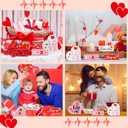 Ferraycle 6 Pcs Valentines Day Wood Blocks Set Love Heart Shaped Tabletop Centerpiece Red Pink White Hearts Wooden Block Table Decorations for Valentines Day Wedding Party Home Office Decor