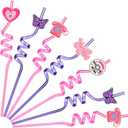 Zubebe 15 Packs Y2k Early 2000s Pink Crazy Straws for Teens Colorful Y2k Themed Silly Straws Drinking Reusable Party Decoration for Retro 2000s Birthday Wedding Party Supplies