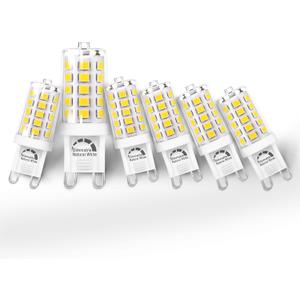 G9 LED Bulb Dimmable 5W 4000K Natural White, Replace G9 40W Halogen Equivalent, AC120V G9 Bipin Base LED Bulbs for Chandelier Pendant Light, 0-100% Dimmable, No Flicker, 400LM(6pack)