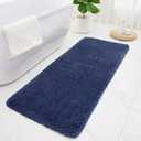 ILANGO Navy Blue Bathroom Rugs 60" × 24" Non Slip & Super Absorbent Thick Soft, Washable Bath Carpet Runner for Floor, Microfiber Plush Shaggy Bath Mats with Rubber for Bedroom Bathtub Shower Room