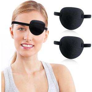 Eye Patch,2pcs Eye Patches for Adults, Medical Eyepatch for Left Right Eye After Surgery, Adjustable Eye Patch for Amblyopia Strabismus Black